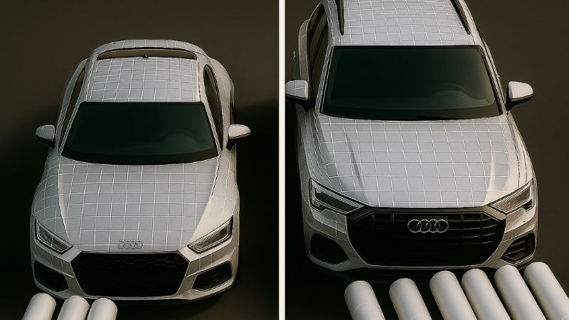 Small Audi require less rolls while large Audi requires more rolls