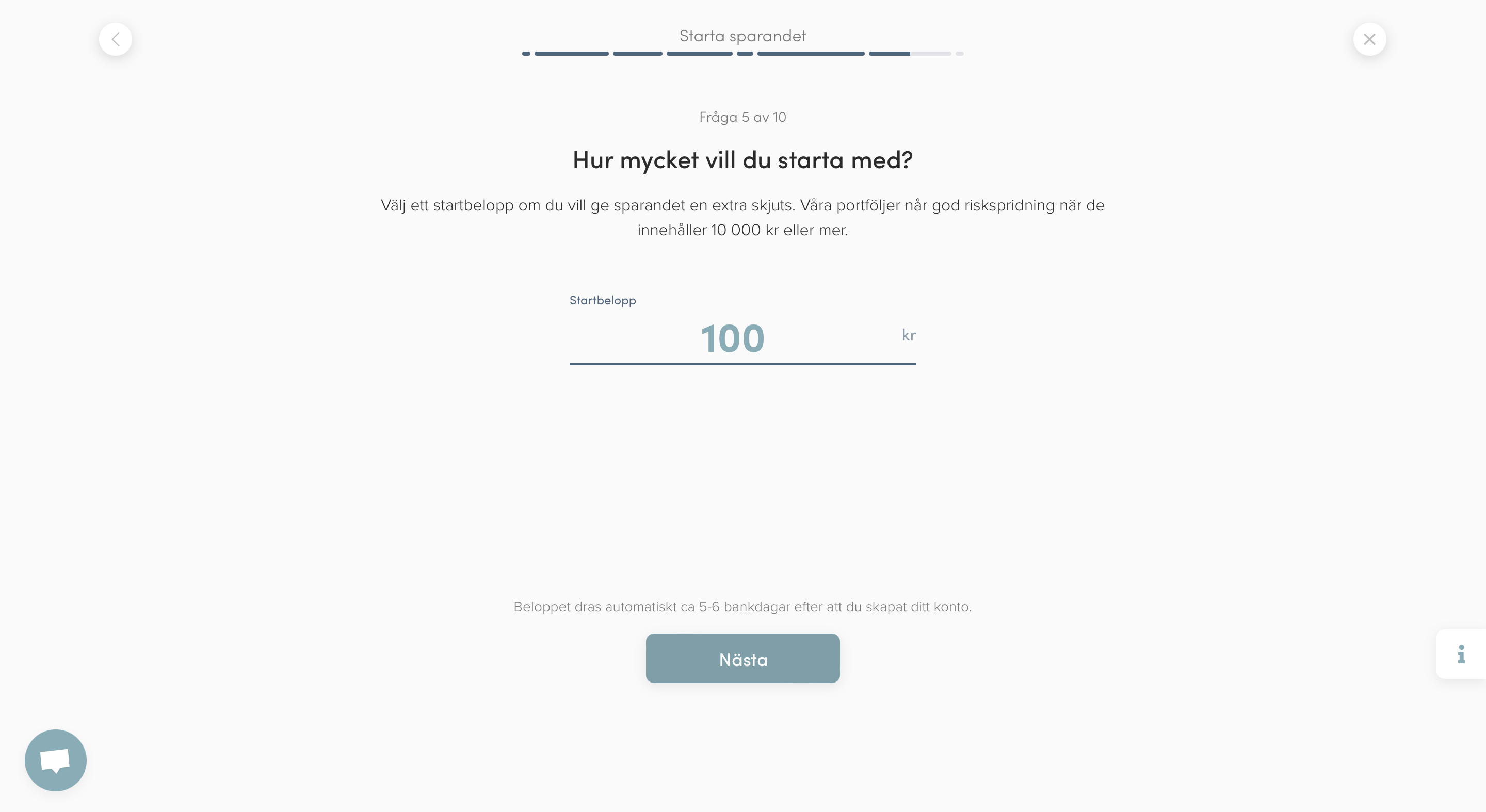 Hur mycket vill du sätta in som startbelopp