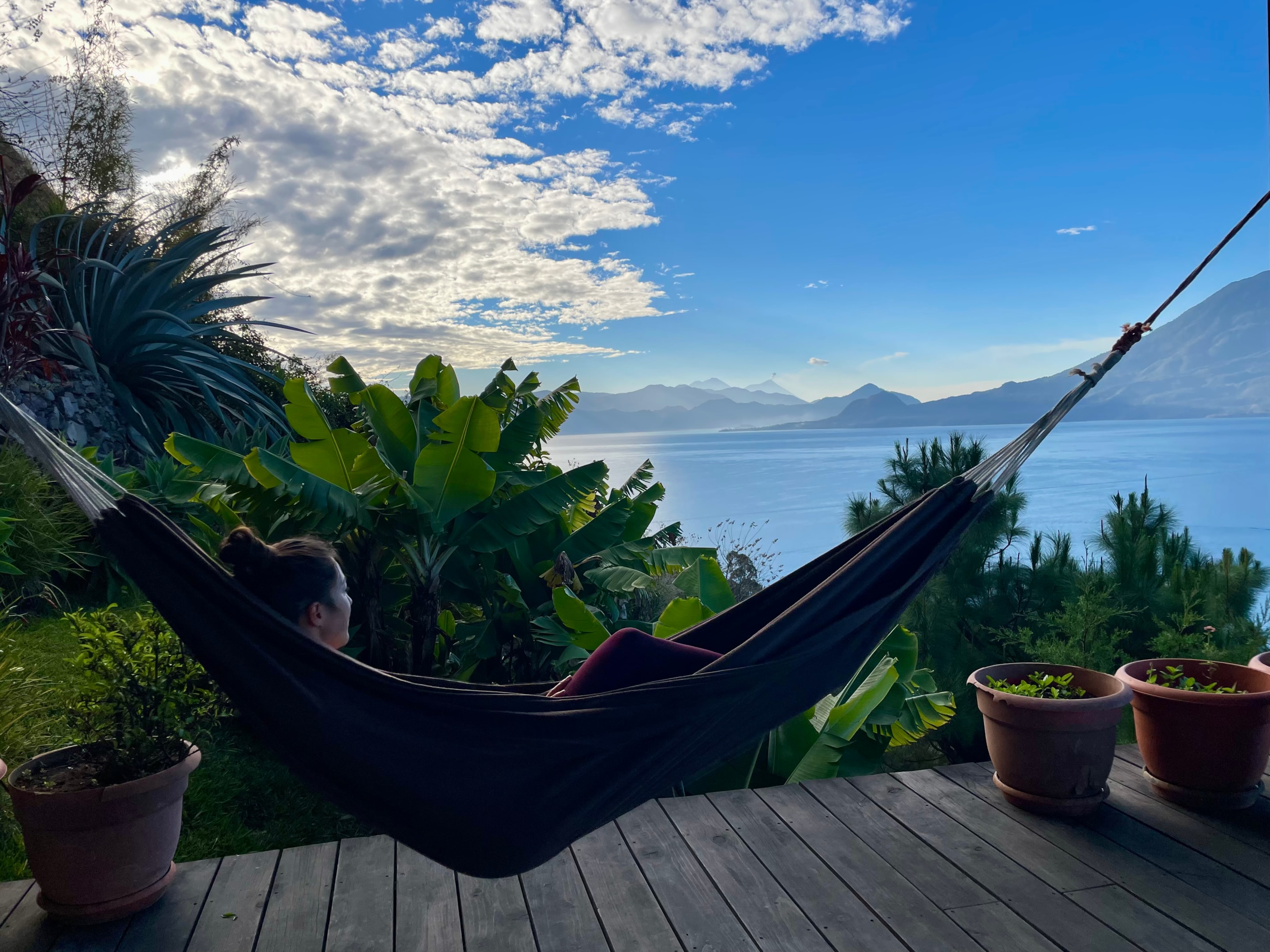 Enjoying a hammock while relaxing at Lake Atitlan, Guatemala