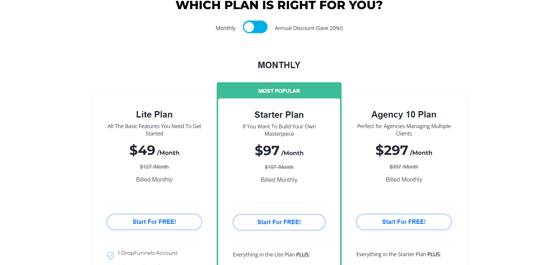 DropFunnels Pricing