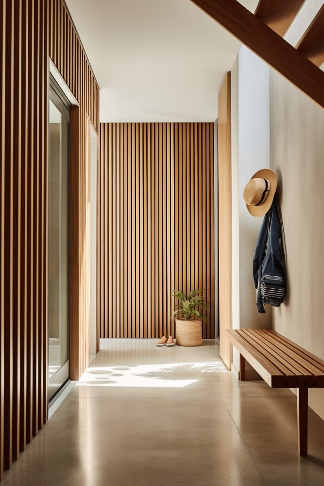 interior wood slat wall ideas for hallway