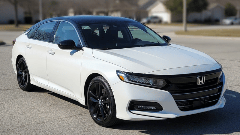 Honda Accord with a matte black roof with a gloss white body