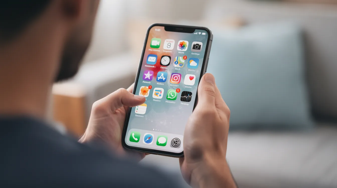 A person is seen scrolling through social media on a smartphone, with vibrant app icons displayed on the screen, highlighting the importance of digital marketing and social media marketing in reaching potential customers. This image reflects the strategic approach businesses take in their marketing efforts to engage with their target market effectively.