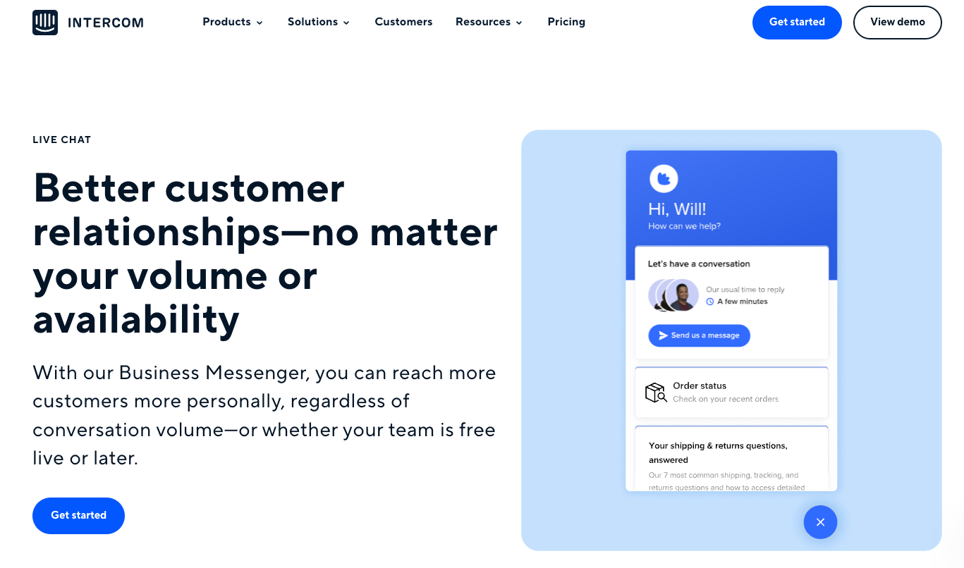 Intercom is a live chat software.