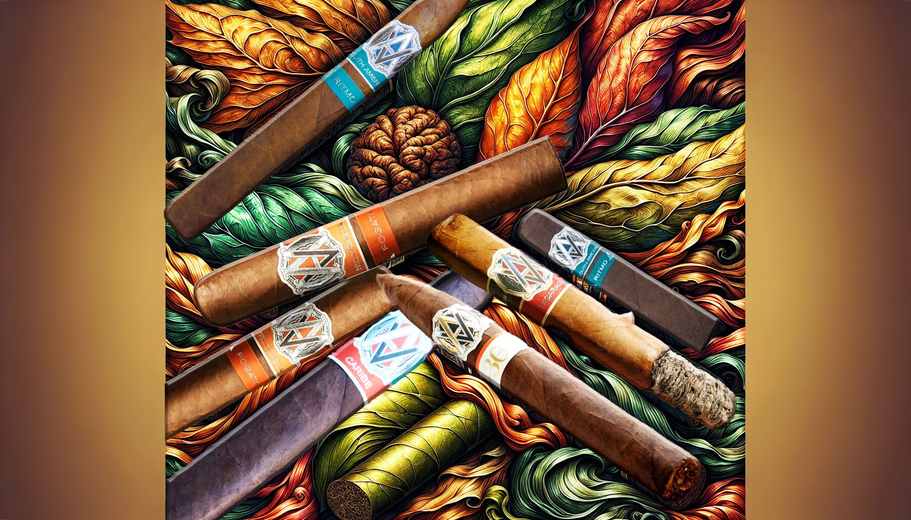 An artistic representation of various Avo cigar blends, showcasing their unique characteristics.