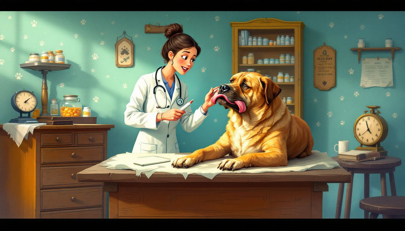 A veterinarian examining a dog showing signs of excessive thirst.