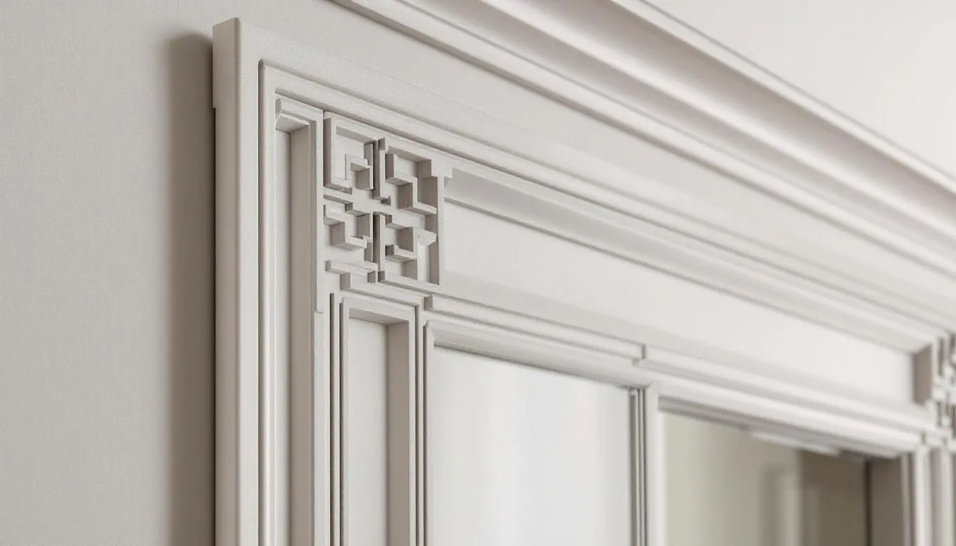 Decorative molding and trim that adds architectural interest and high end look to a room.