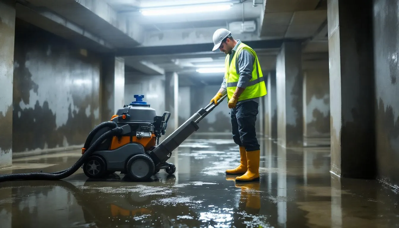 A Water Damage Contractor Is Shown Assessing A Flooded Area, Discussing Repair Estimates And Insurance Claims With A Property Owner. The Contractor Emphasizes The Importance Of Documenting Visible Damage And Understanding The Insurance Claims Process To Ensure Fair Compensation From The Insurance Company.