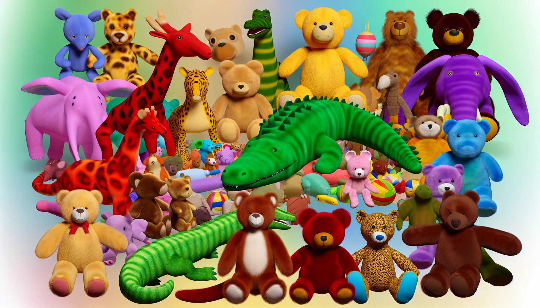 Assortment of plush soft toys