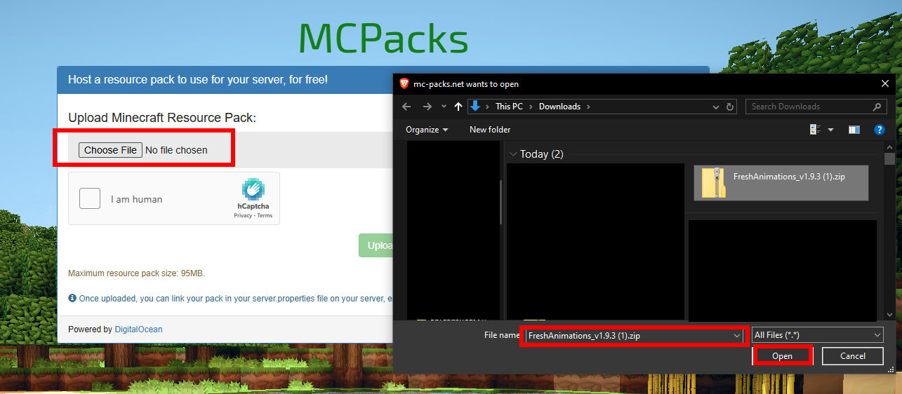 Uploading Resource Pack