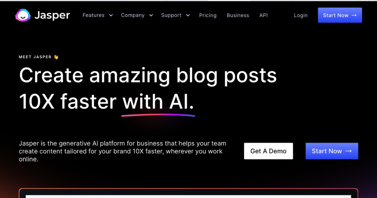 jasper ai homepage