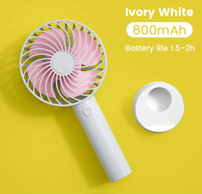 USB RECHARGEABLE PORTABLE SMALL FAN WITH BASE - portable fan - mini handheld fan - fan durable