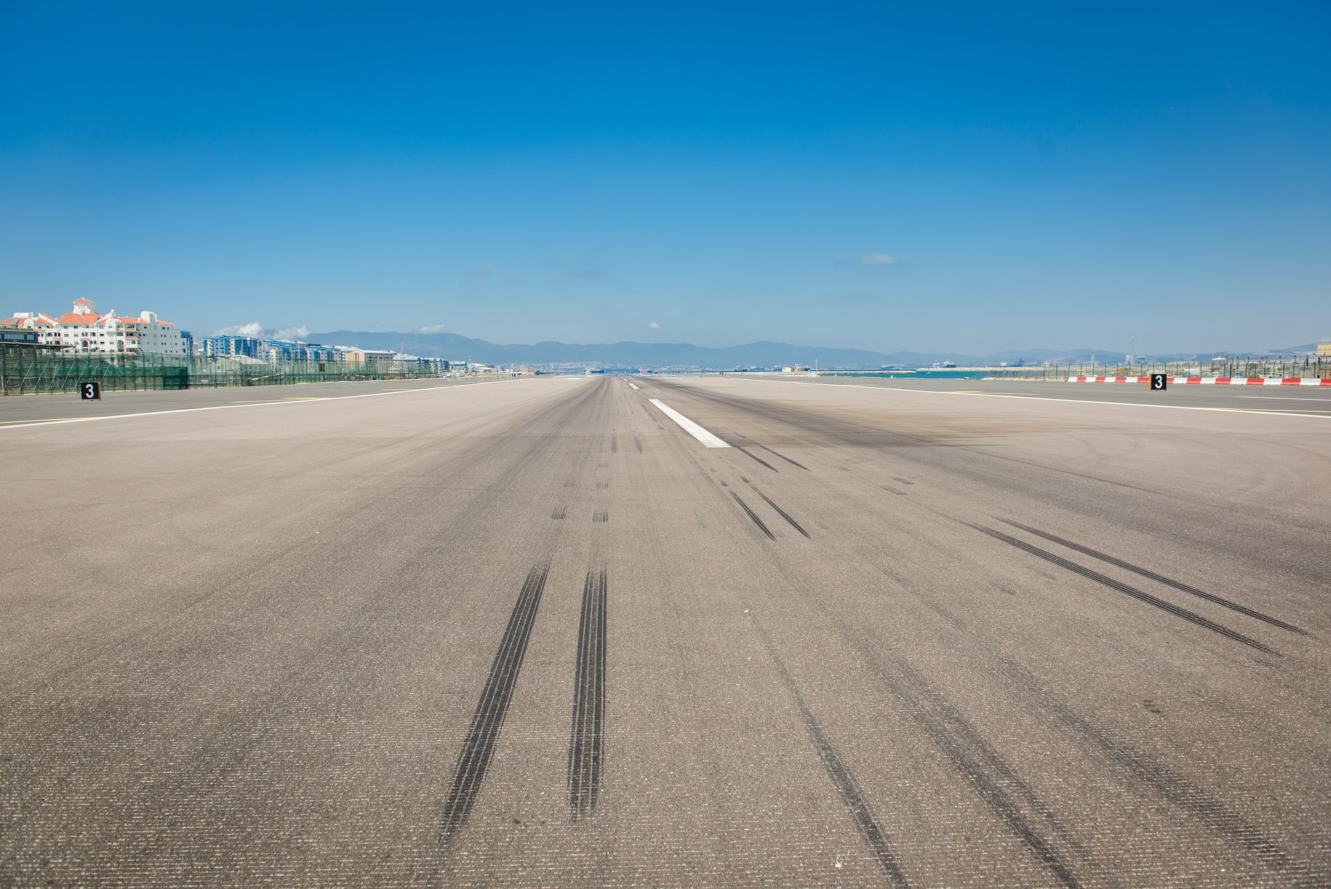 A runway of the airport in Gibraltar.
