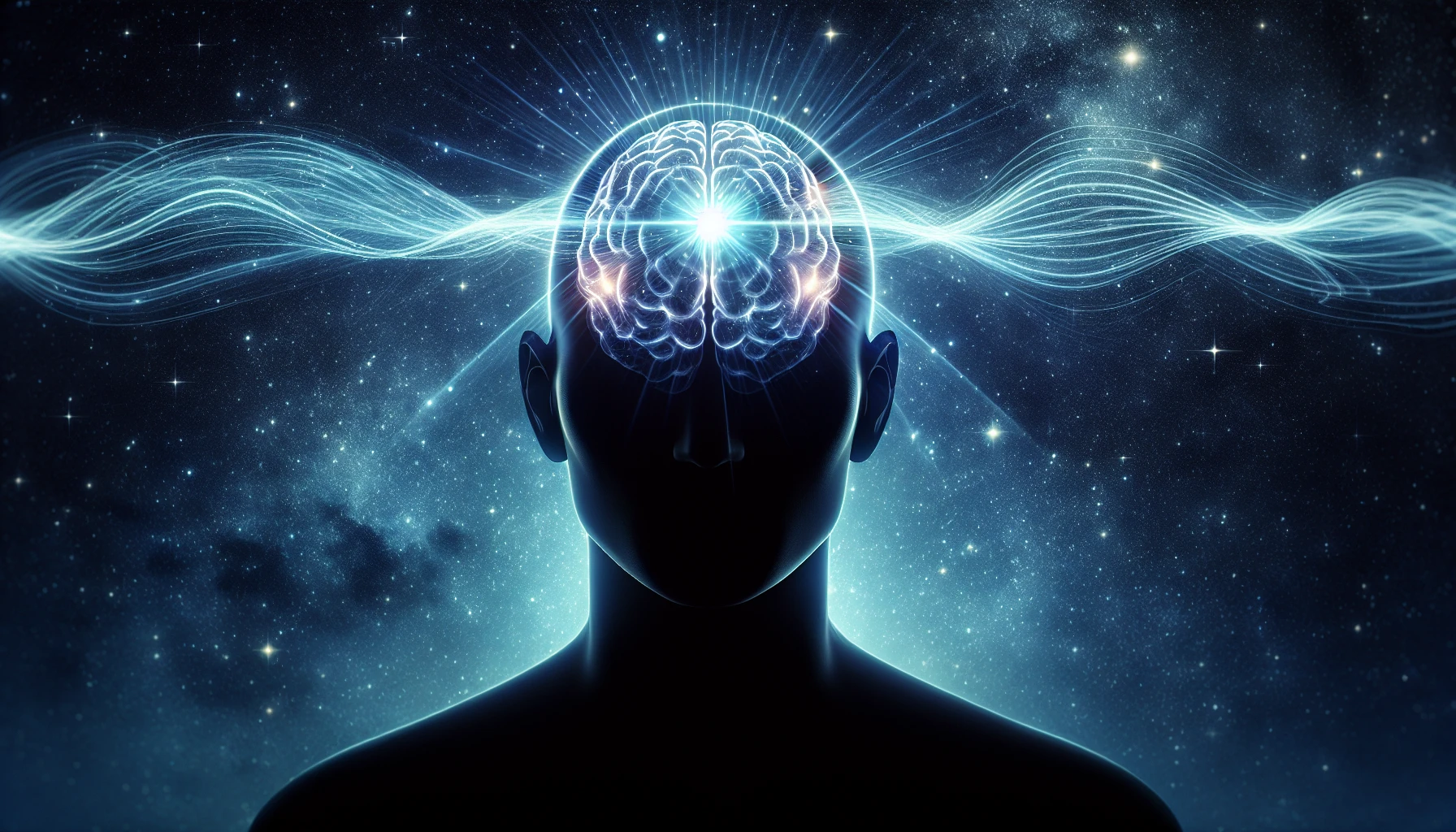 Illustration of a person with glowing brain showcasing telepathy
