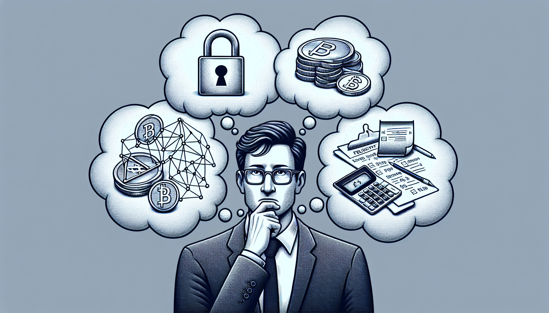 Illustration of a person contemplating various factors while choosing a cryptocurrency exchange