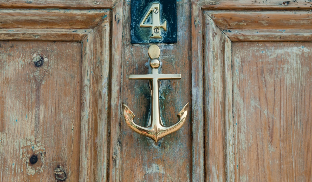 Unique brass anchor door knocker - nautical category 