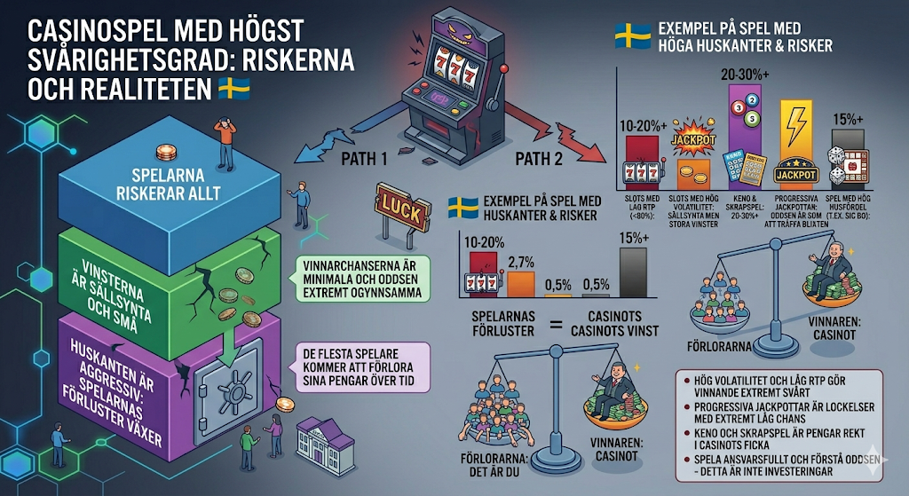 risker med casinospel där många spelare förlorar pengar på slots och andra spel med hög risk