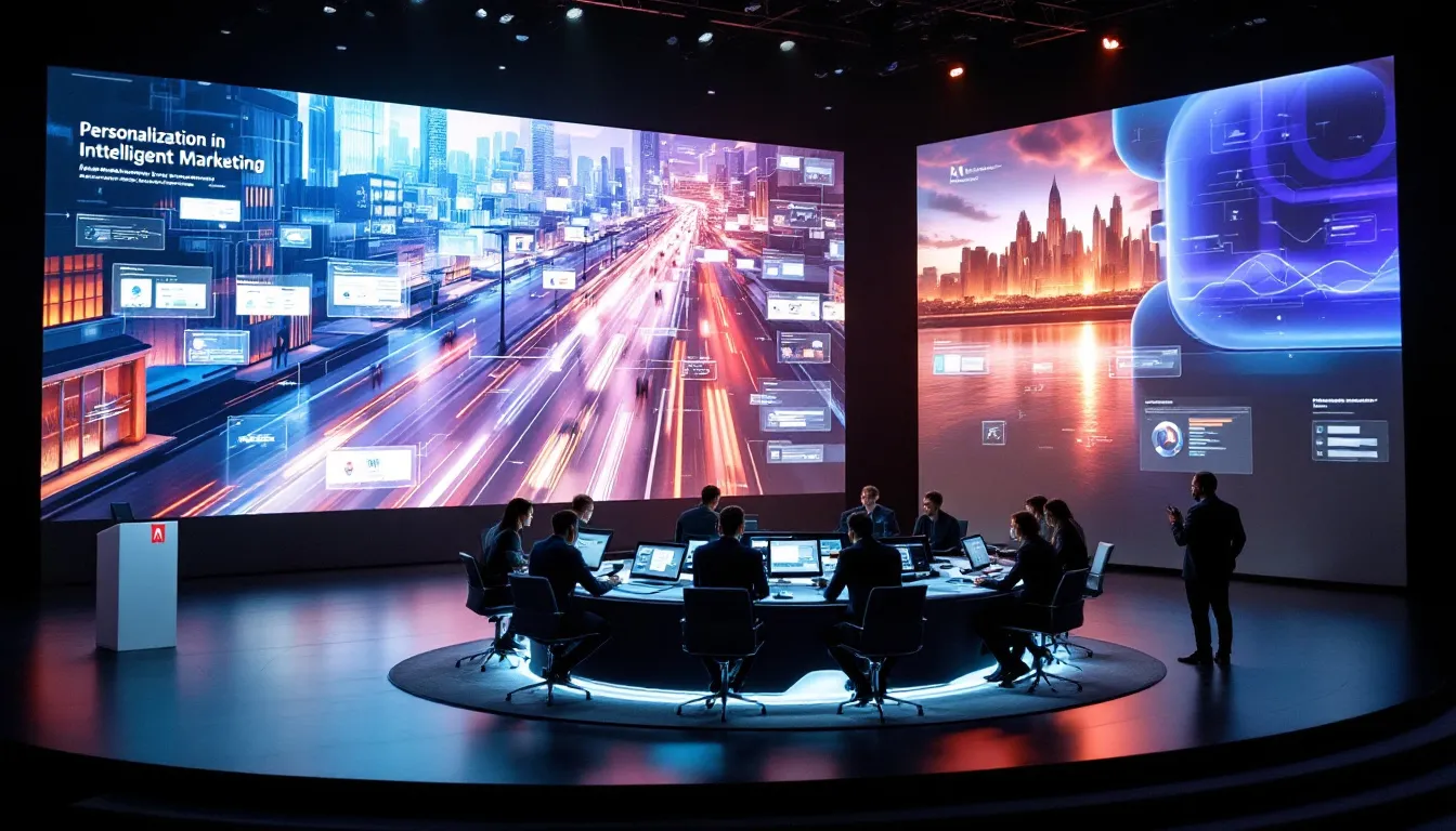 Graphique montrant la personnalisation et le marketing intelligent avec Adobe Experience Cloud.