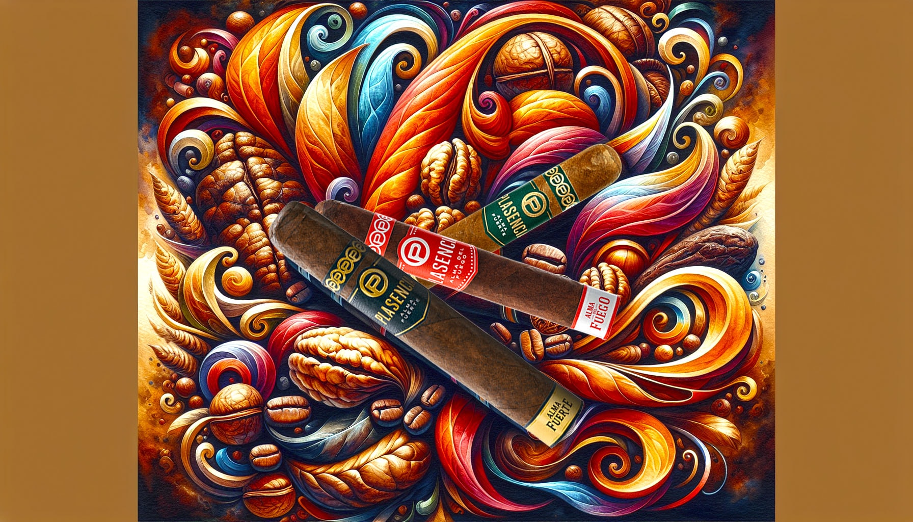 An artistic depiction of the rich flavors of Nicaraguan and Honduran tobacco.