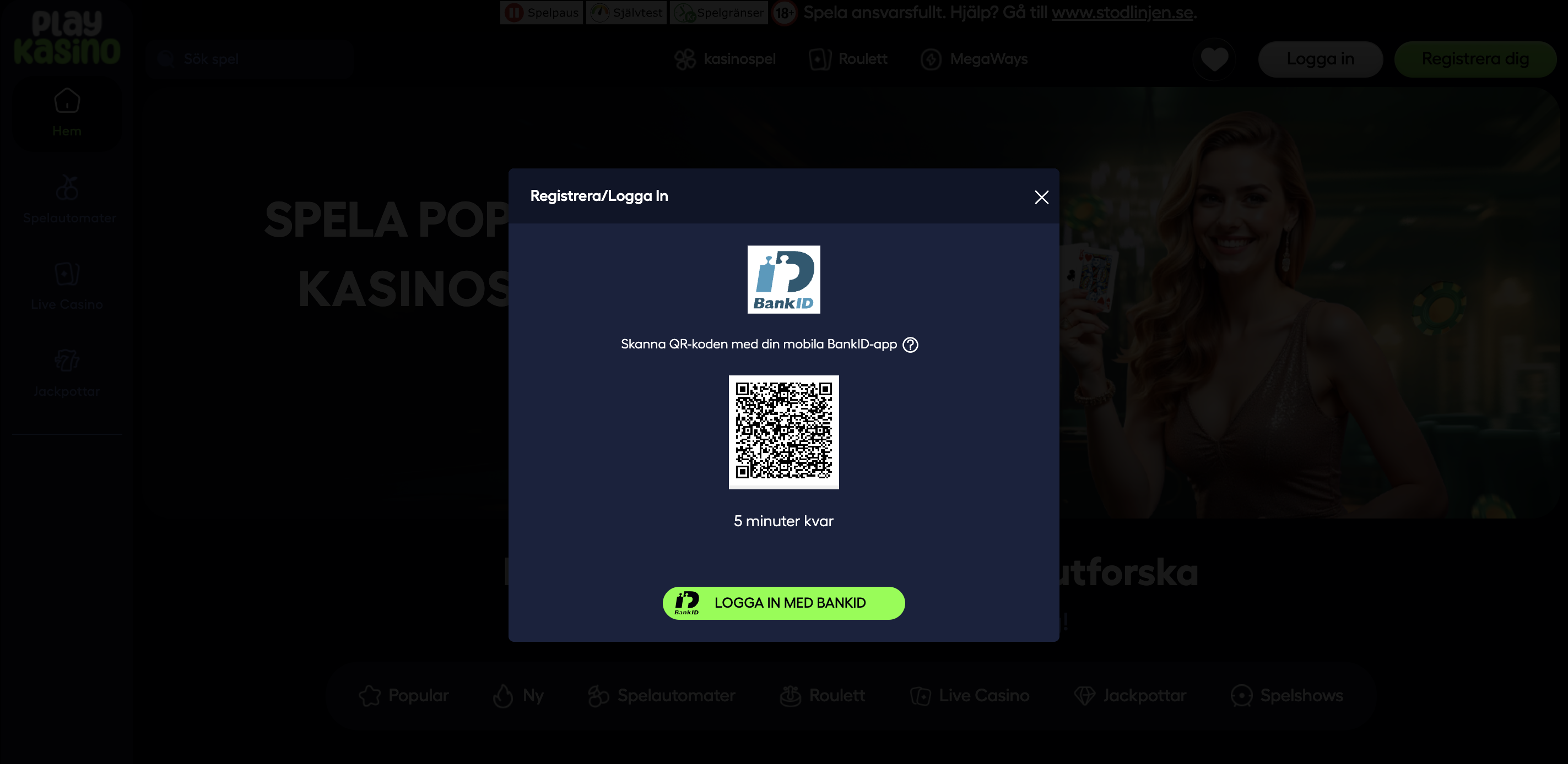 BankID inloggning hos PlayKasino online casino – registrering via BankID i Play Kasino