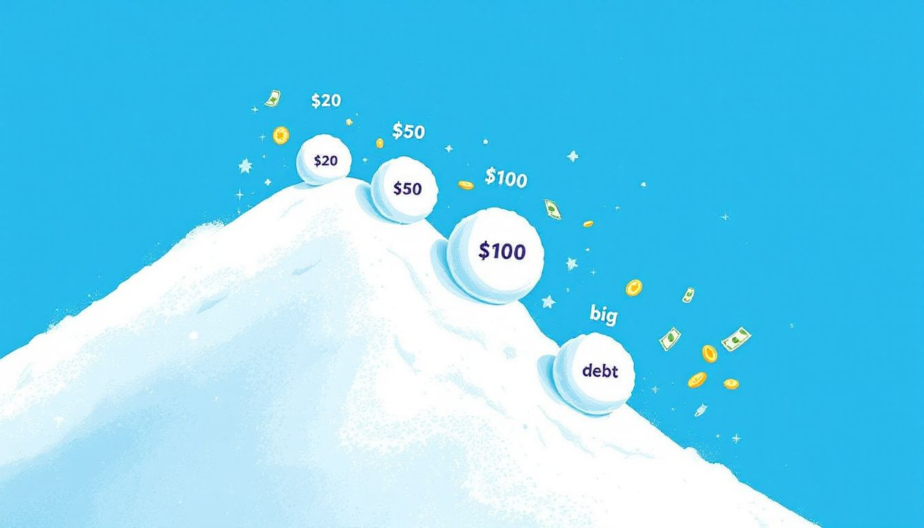 An illustration of the debt snowball method showing how small debts are prioritized.