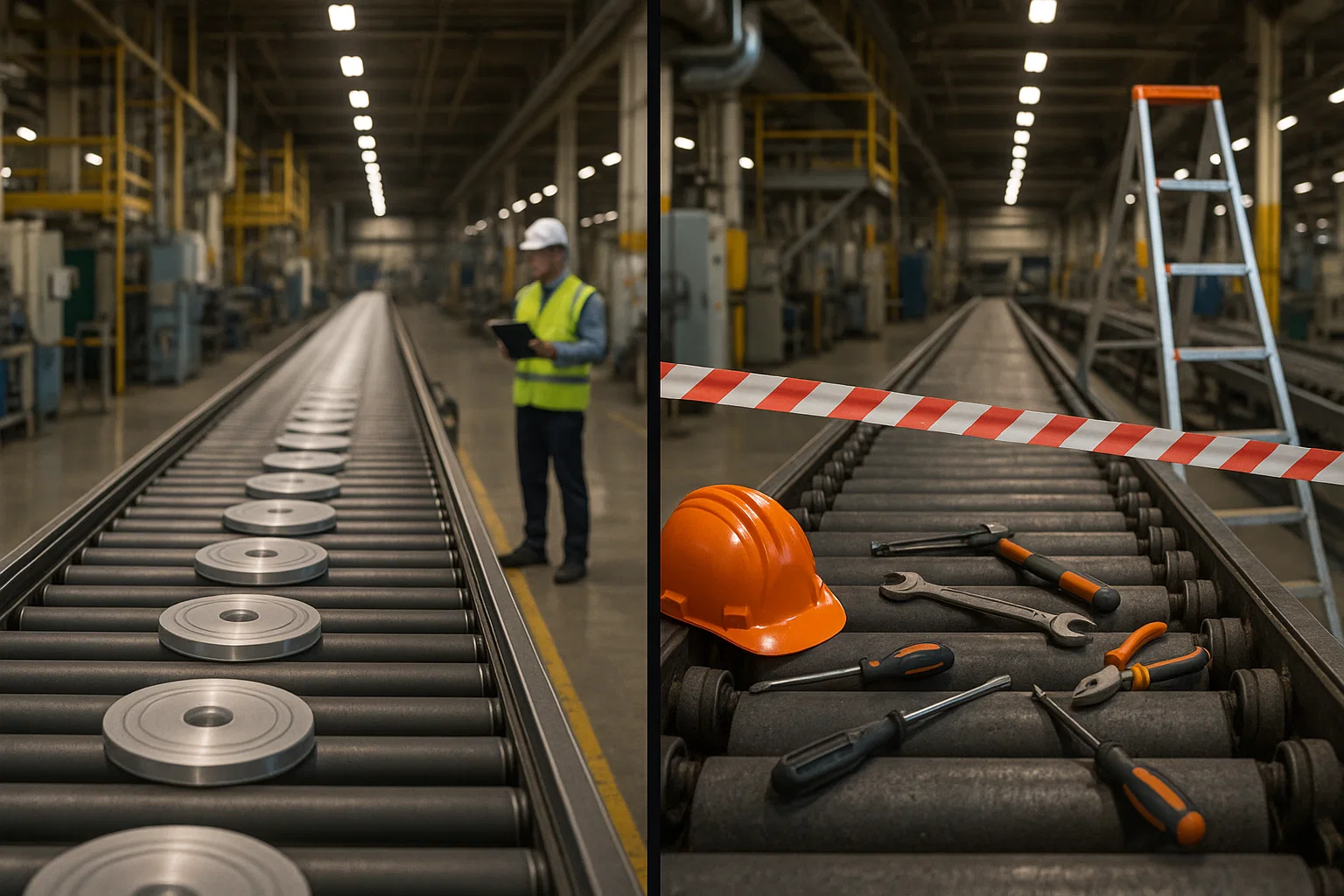 “Visual comparison between planned maintenance and reactive factory repairs”