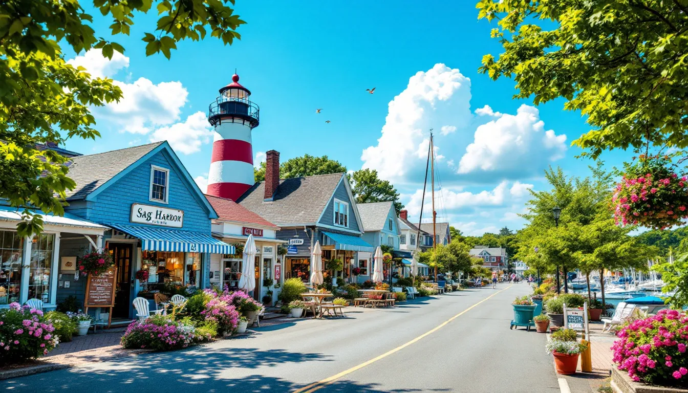 A scenic view of Sag Harbor, a must-visit village during a day trip to the Hamptons.