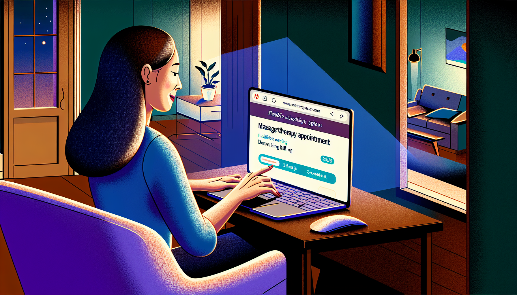 A person booking a massage appointment online