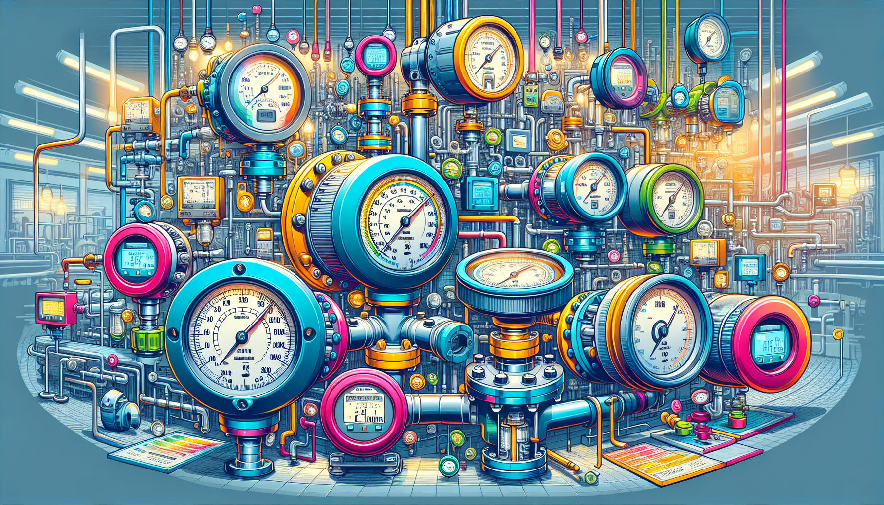 An illustration of various types of gas flow meters used in the industry.