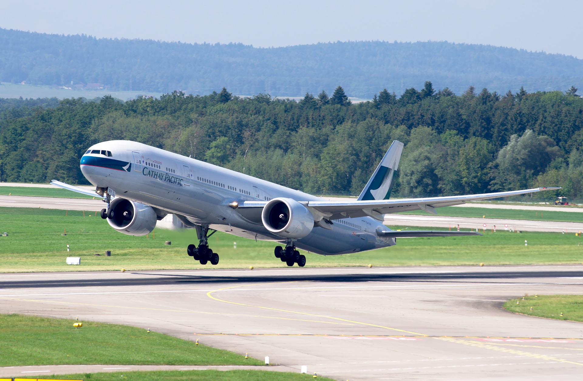 Flight phases: An aircraft taking off from the runway.