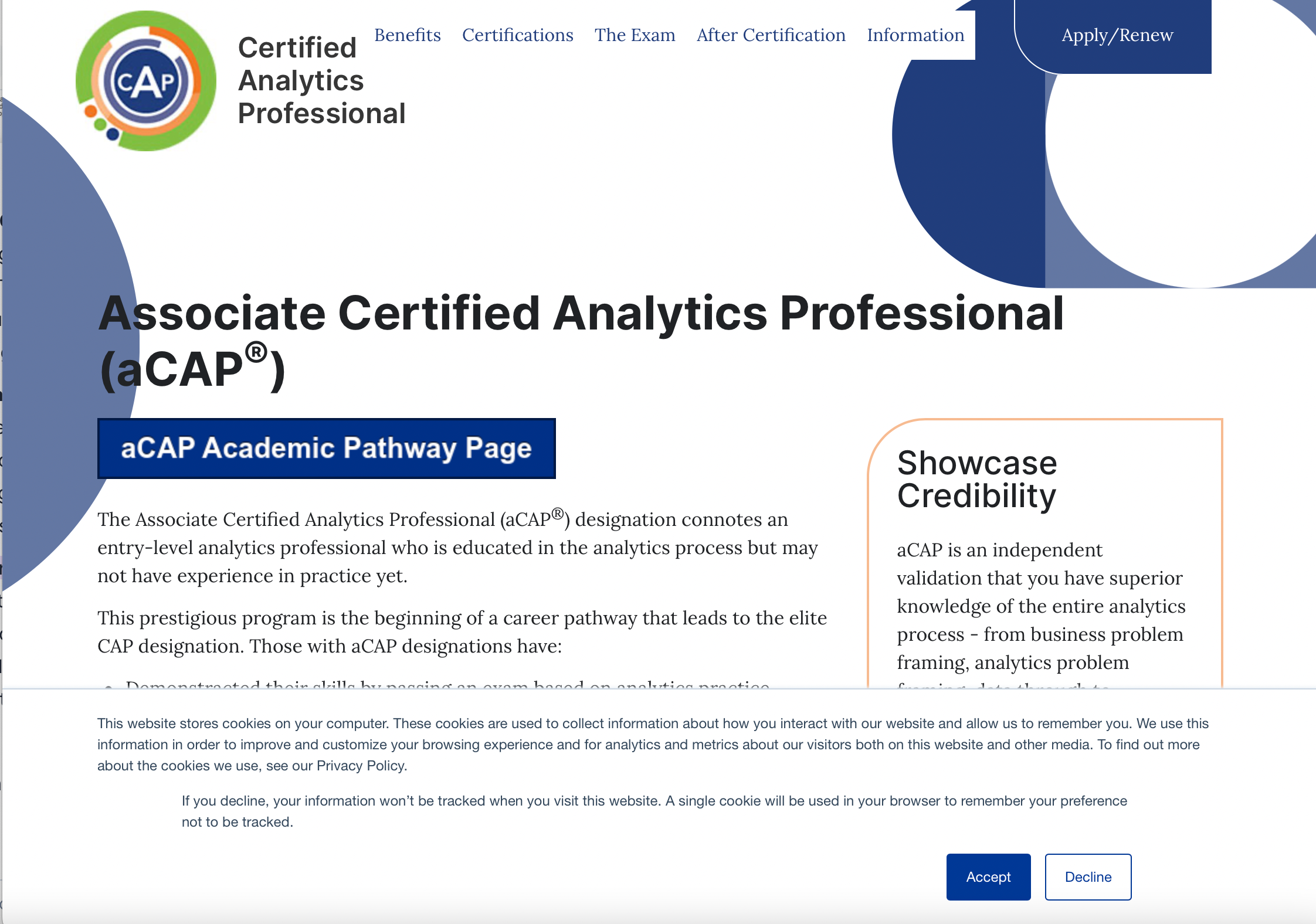 Associate Certified Analytics Professional (aCAP) homepage