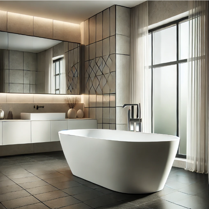 Sleek and modern design of a standalone tub