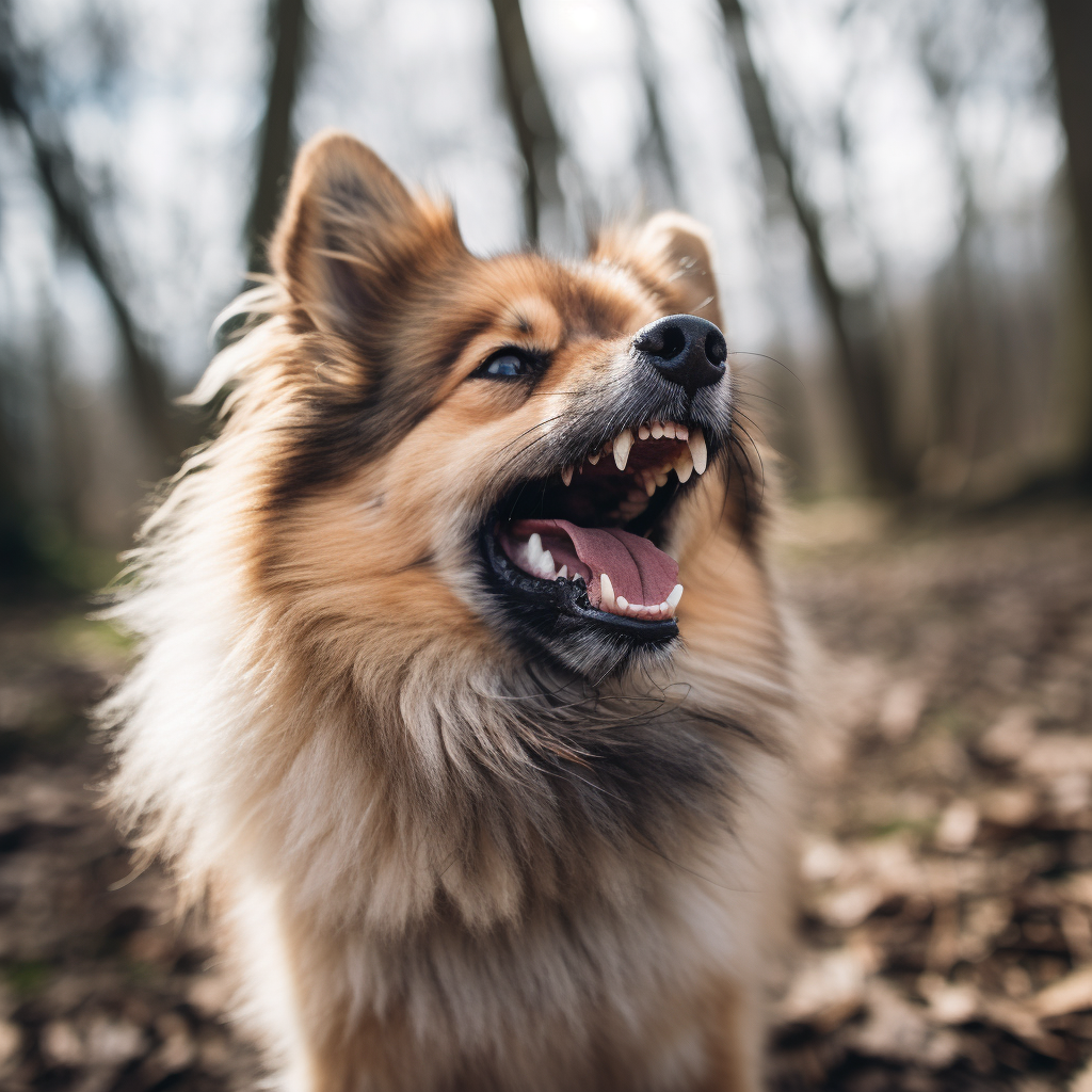 A close-up image of a dog's mouth showing its teeth and tongue, while answering the question 'Are dogs mouths cleaner than humans?'