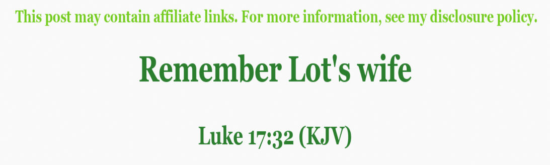 Remember Lot's Wife Bible Verse