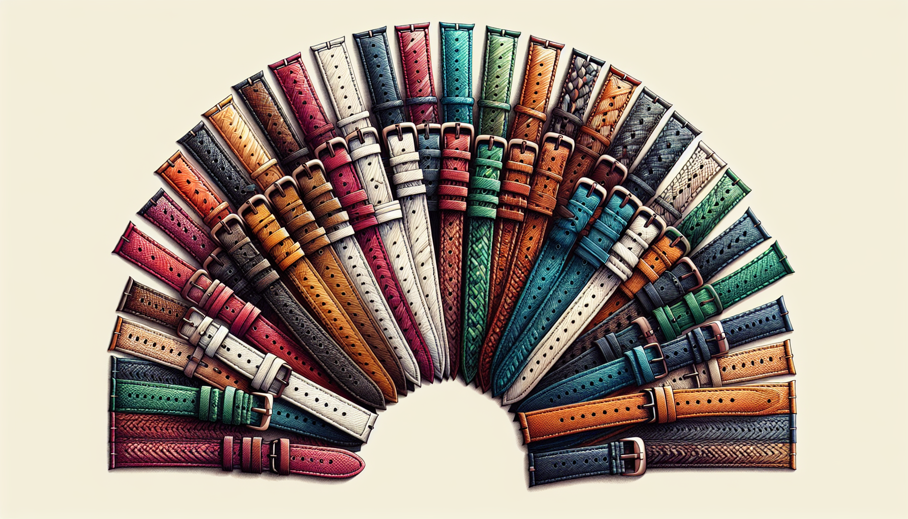 Illustration of colorful Perlon watch straps