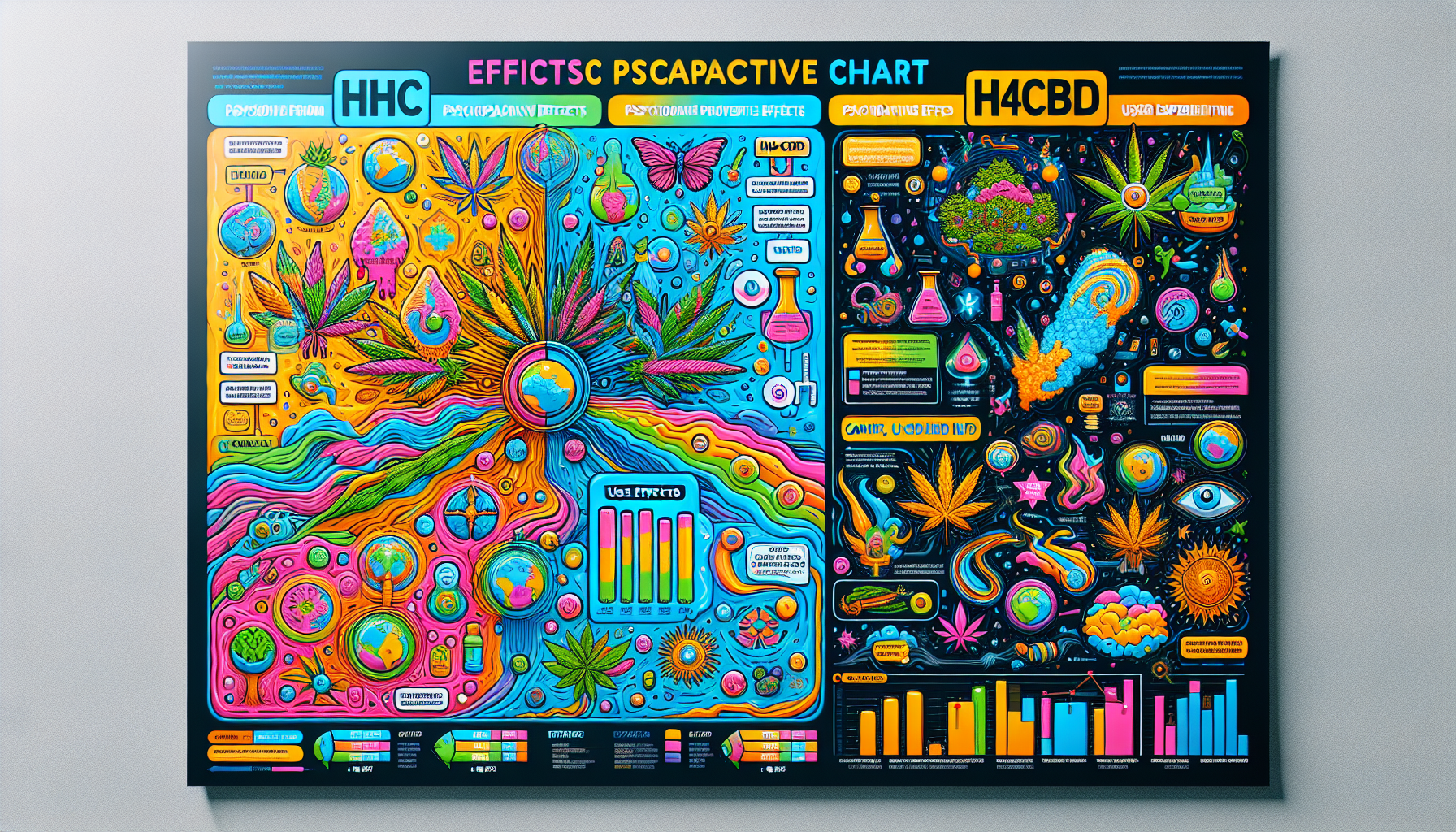 Ein Vergleichsdiagramm der Wirkungen von HHC und H4CBD.