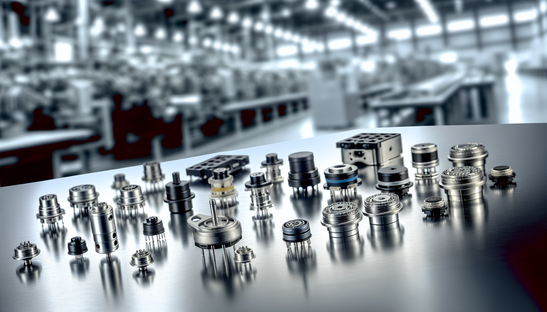 Various advanced electronic components by Omron showcased in a modern industrial setting