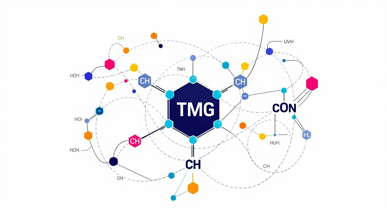 An illustration of TMG (Trimethylglycine) highlighting its chemical structure.
