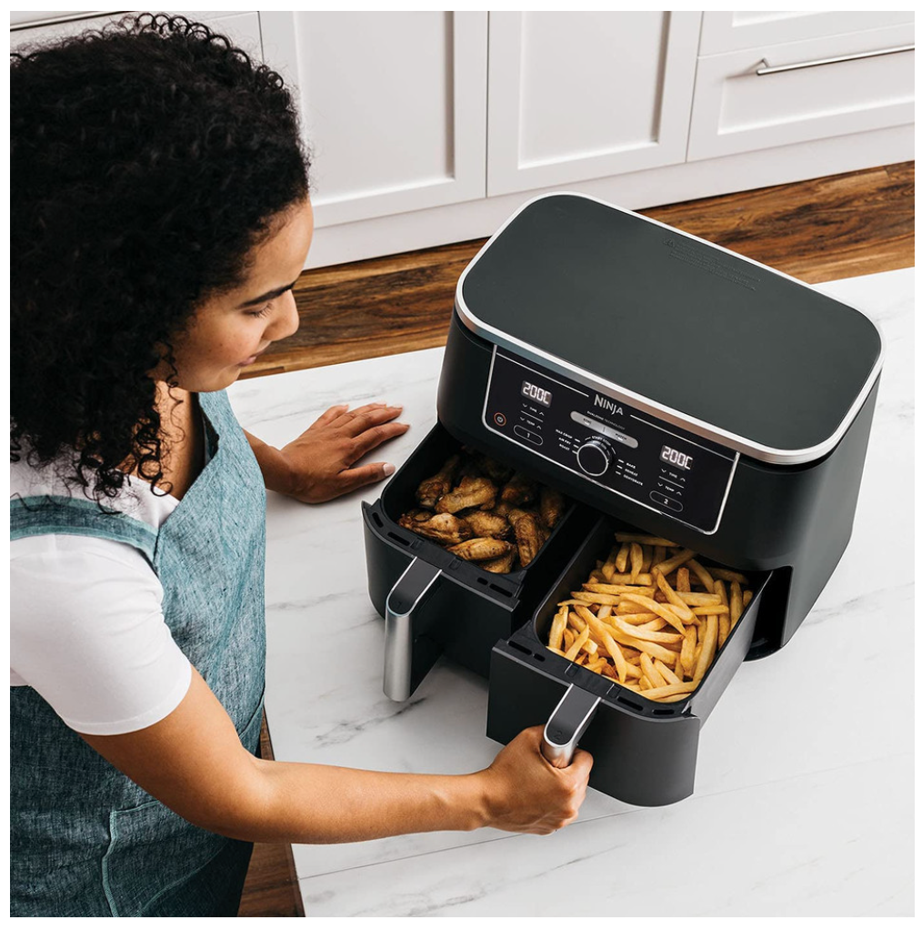  separate dishes cooking simultaneously / ninja air fryer / dual baskets