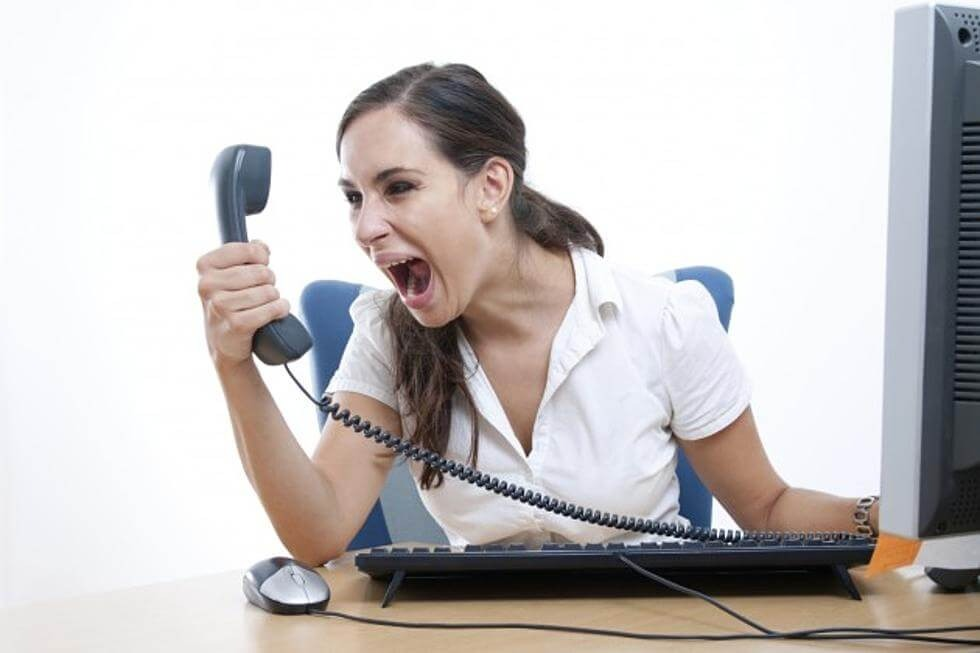 Woman screaming at phone
