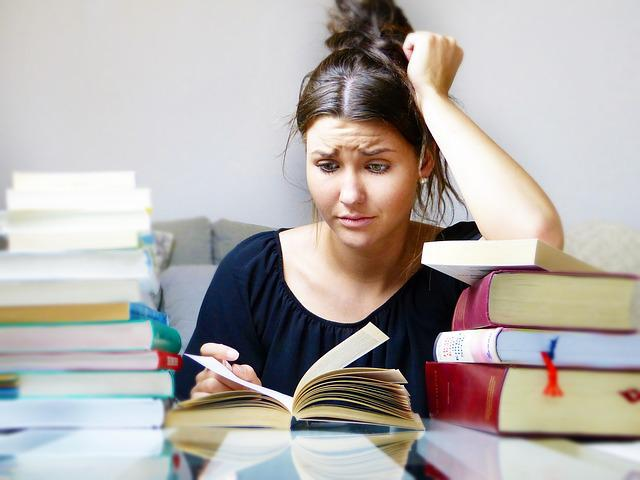 woman reading books