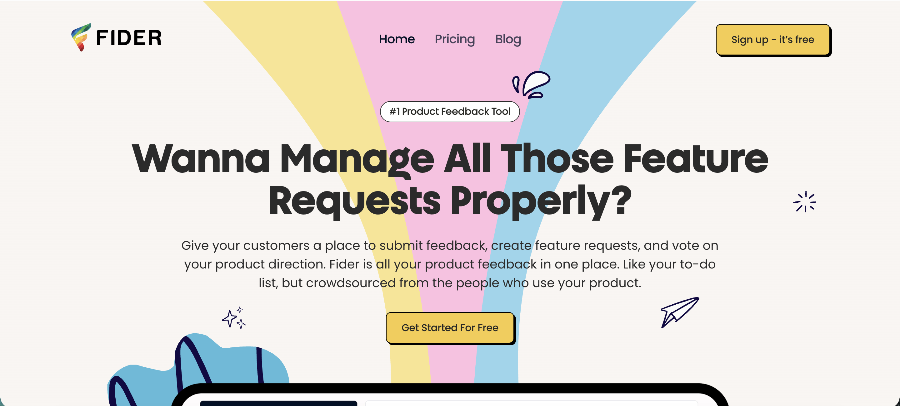 Fider landing page