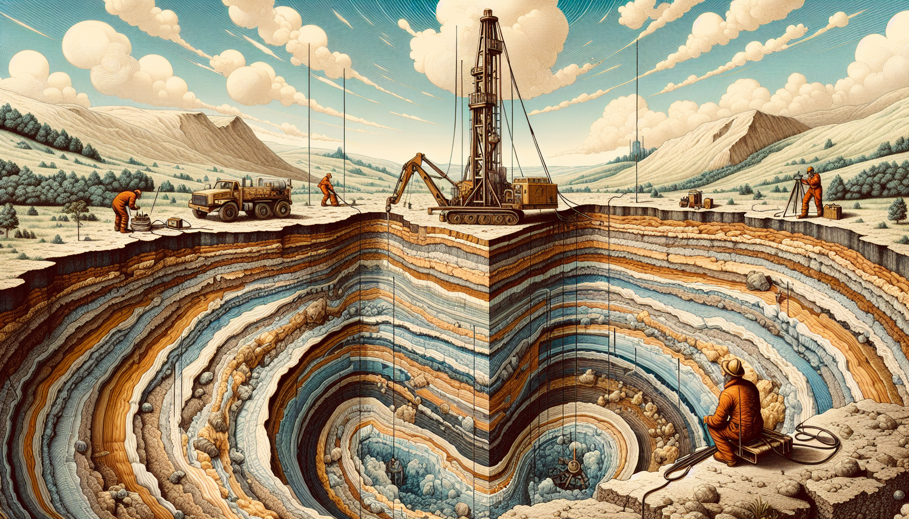 Geological exploration illustration