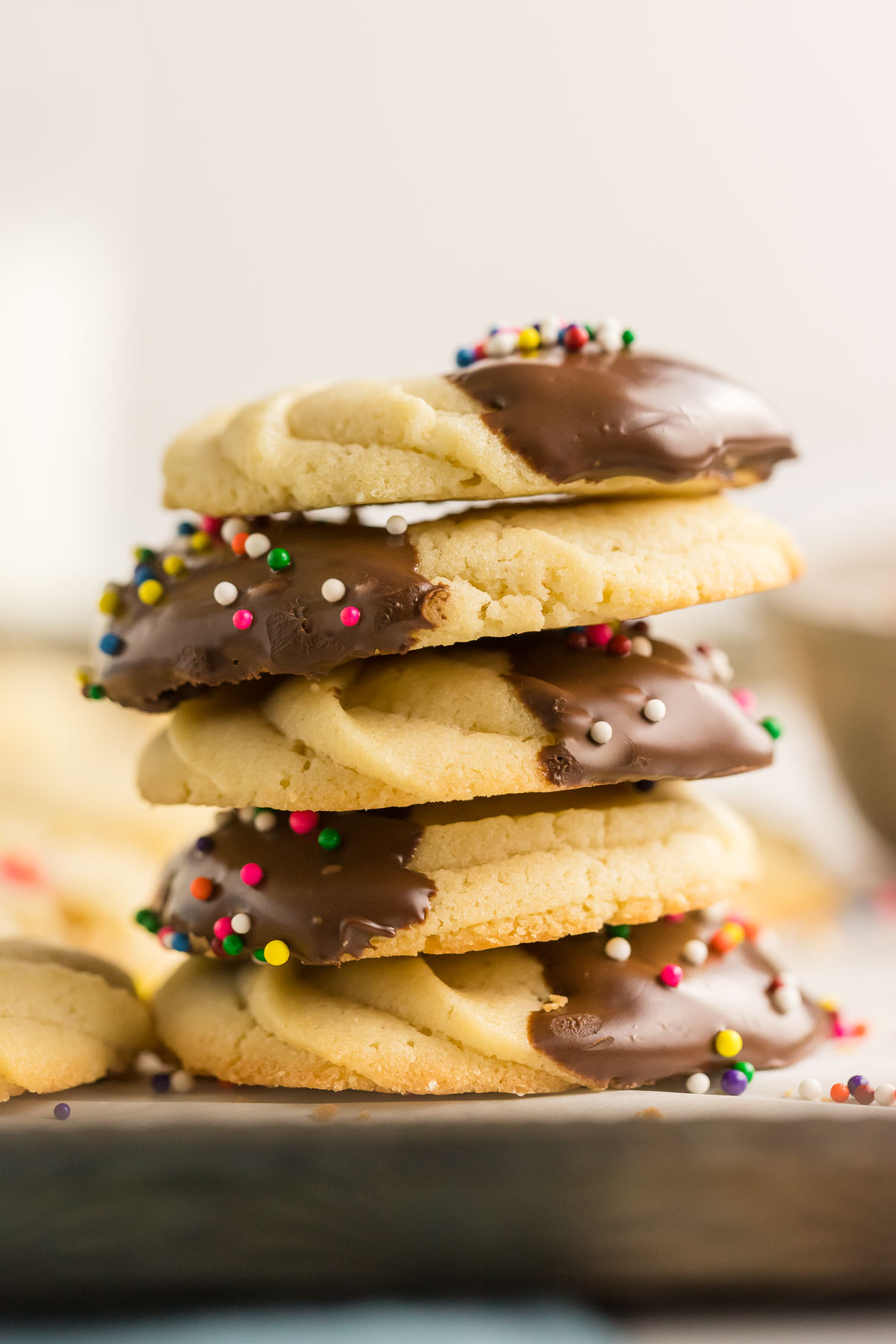 stack of five butter cookies