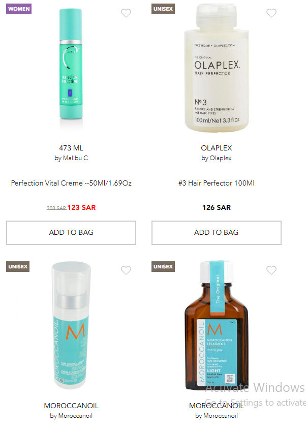 Examples of haircare products sold on Fragrance.com