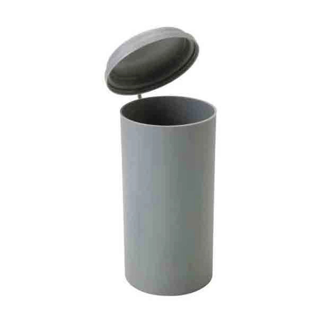 A plastic concrete cylinder mold with a steel lip