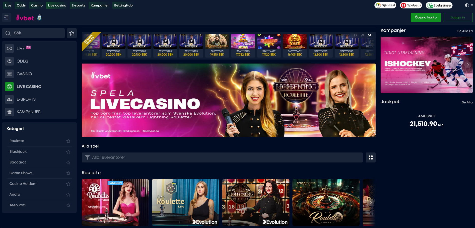 vbet livecasino