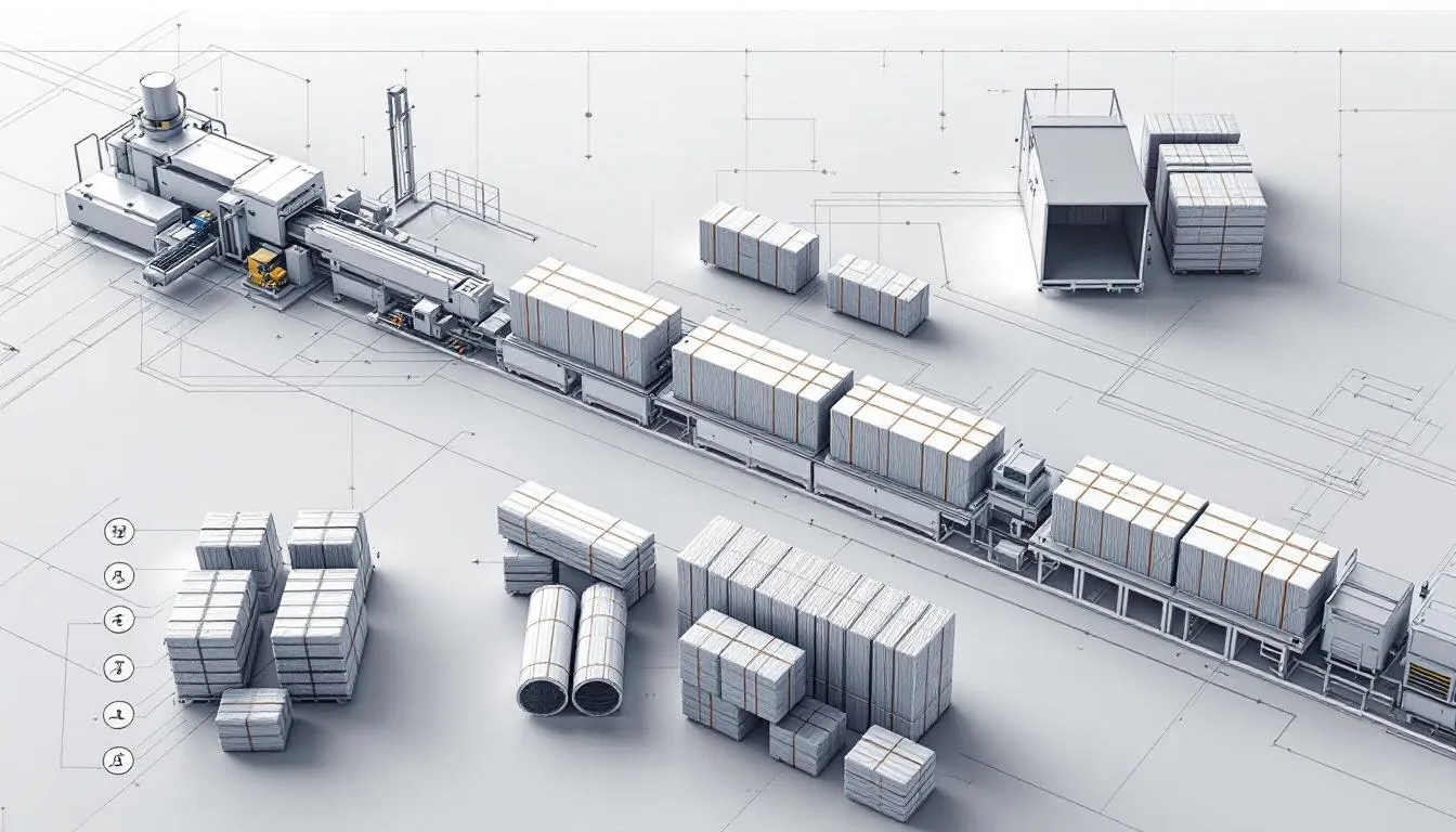 Packing and shipping of ERW tube mill lines with packaged pipes.