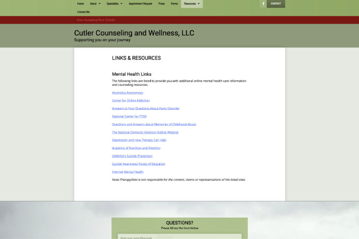 Therapy Website Design Examples Links and Resources