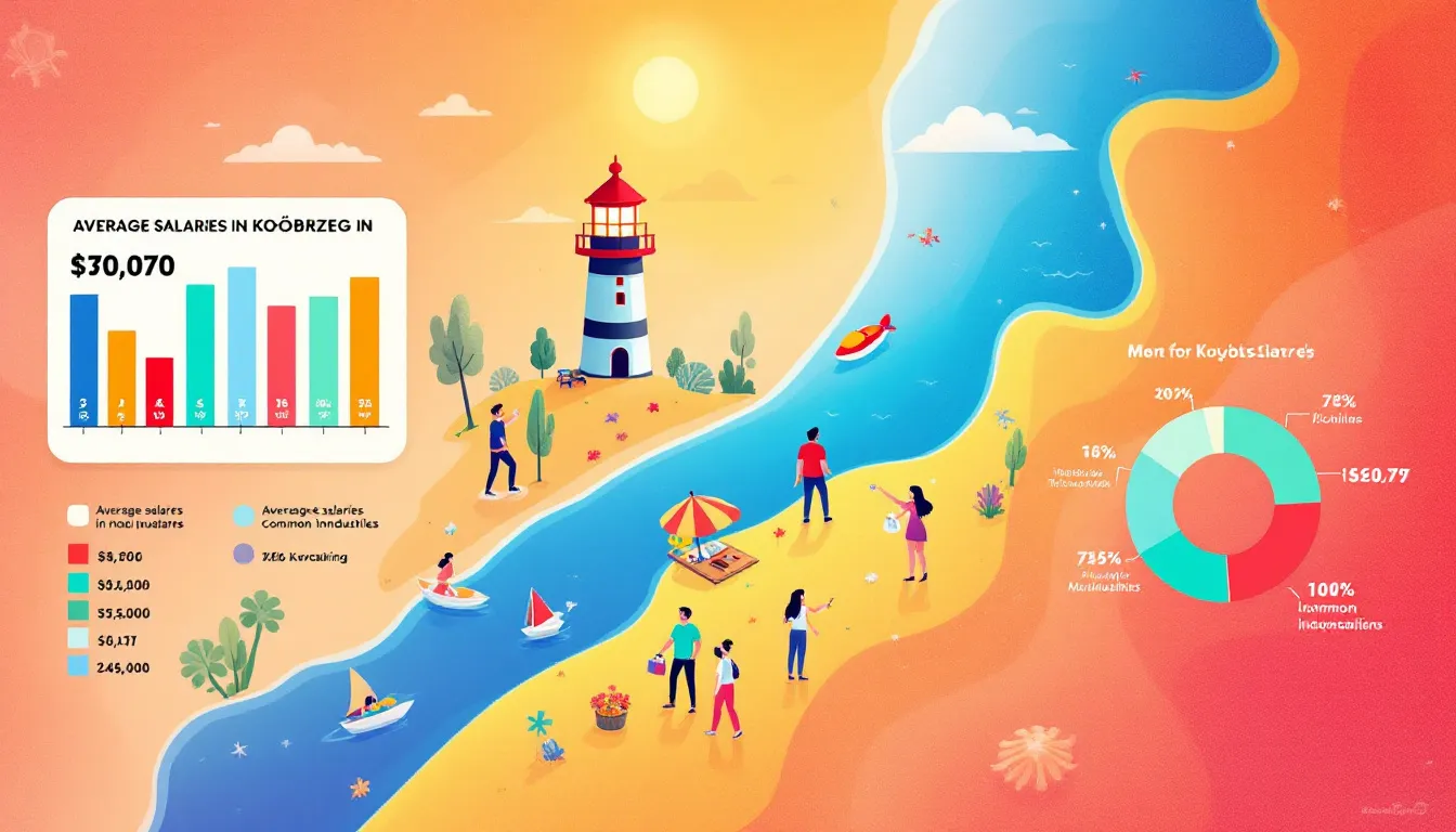 Średnie wynagrodzenie w Kołobrzegu, infografika przedstawiająca dane o wynagrodzeniach.